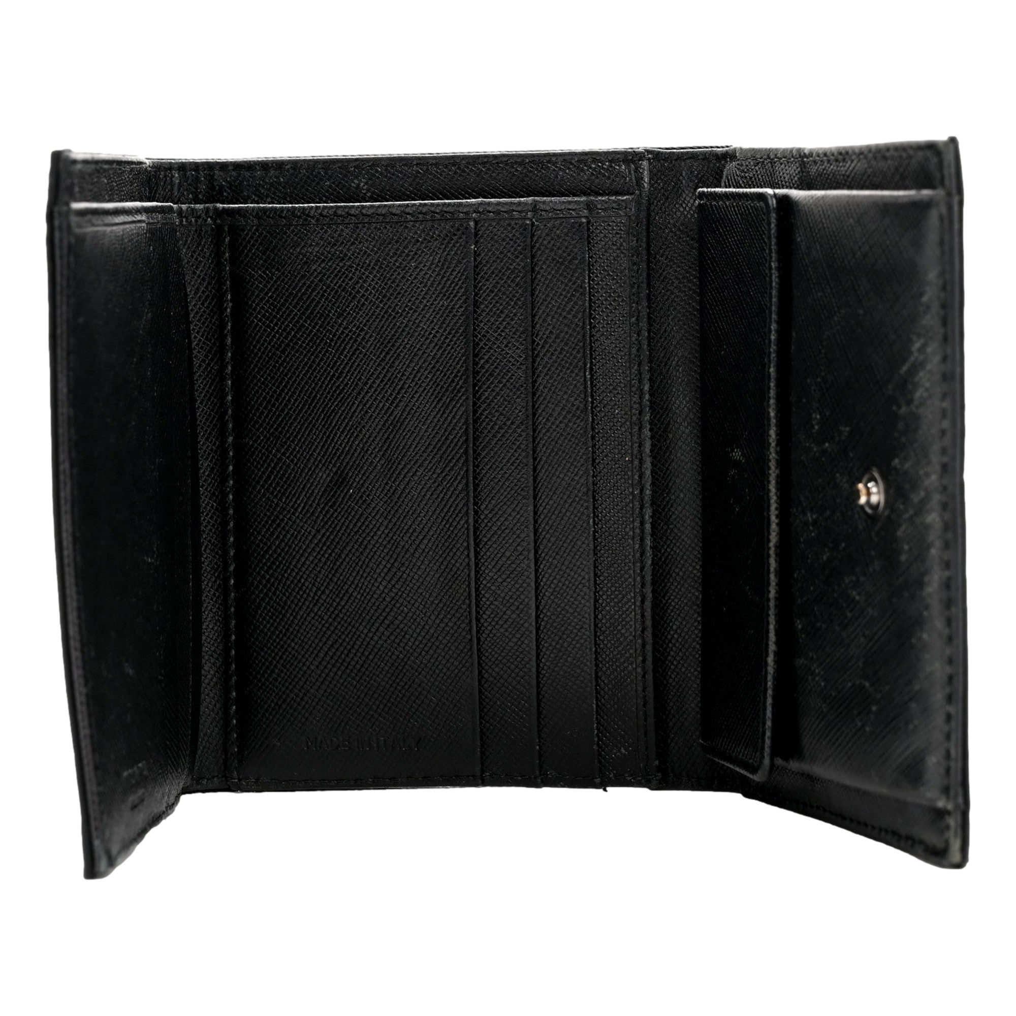 Prada Tessuto Nylon Tri-Fold Compact Wallet Black