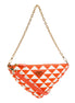 Prada Triangle Jacquard Canvas Orange White Chain Shoulder Bag