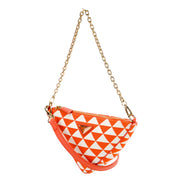 Prada Triangle Jacquard Canvas Chain Shoulder Bag available at Queen Bee of Beverly Hills