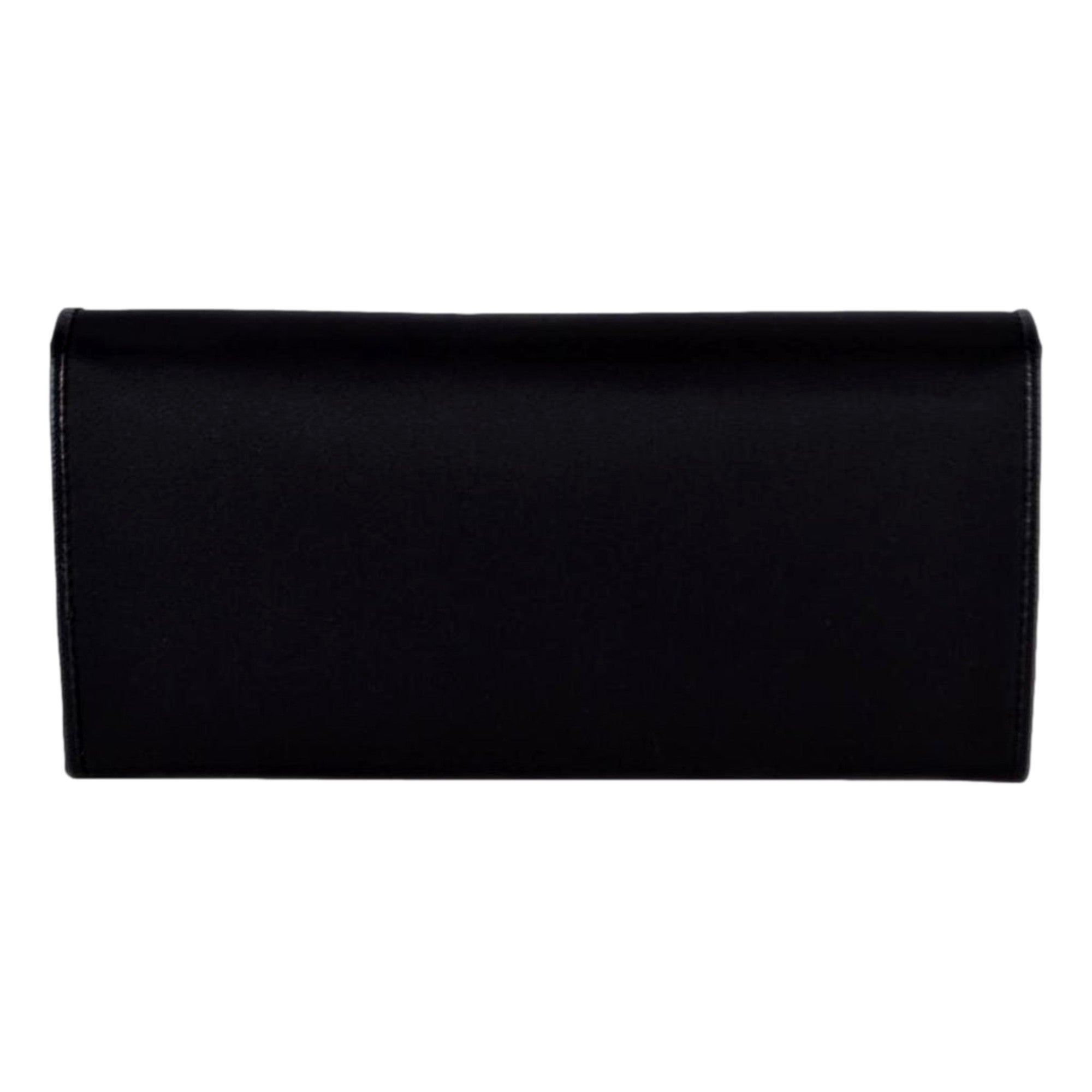 Prada Triangle Logo Tessuto Re-Nylon Black Continental Large Flap Wallet available at Queen Bee of Beverly Hills