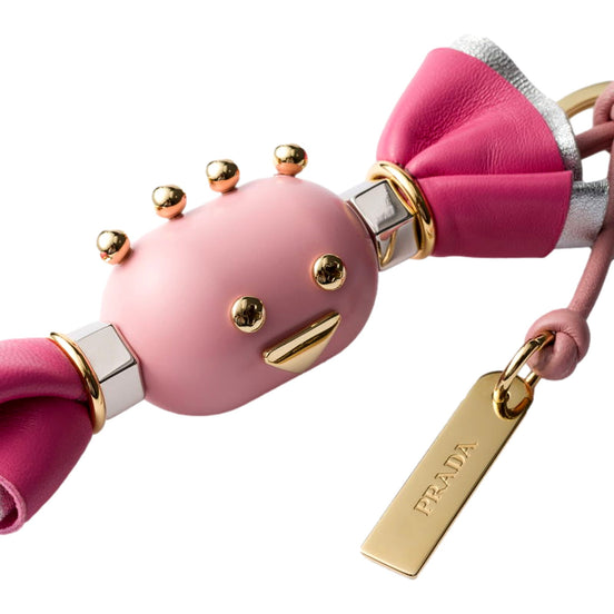 Prada Trick Candy Leather Keychain Bag Charm Peonia Pink