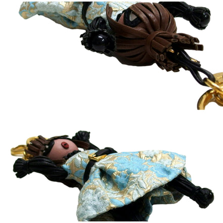 Prada Trick Pelle Azzurro Blue Dress Jasmine Doll Keyring Key Charm -available at Queen Bee of Beverly Hills