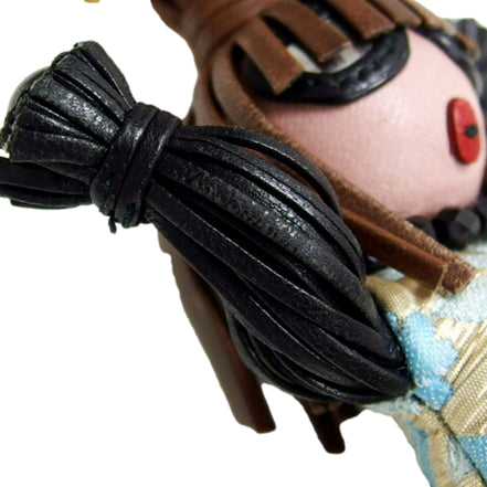 Prada Trick Pelle Azzurro Blue Dress Jasmine Doll Keyring Key Charm -available at Queen Bee of Beverly Hills