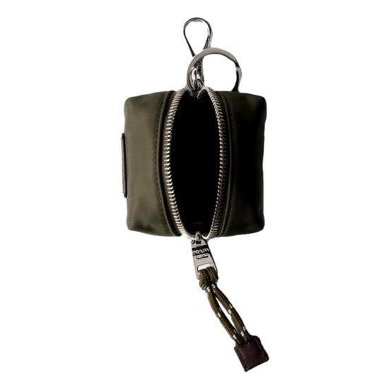 Prada Olive Green Re-Nylon Mini Pouch Trick Bag Charm - available at Queen Bee of Beverly Hills. 