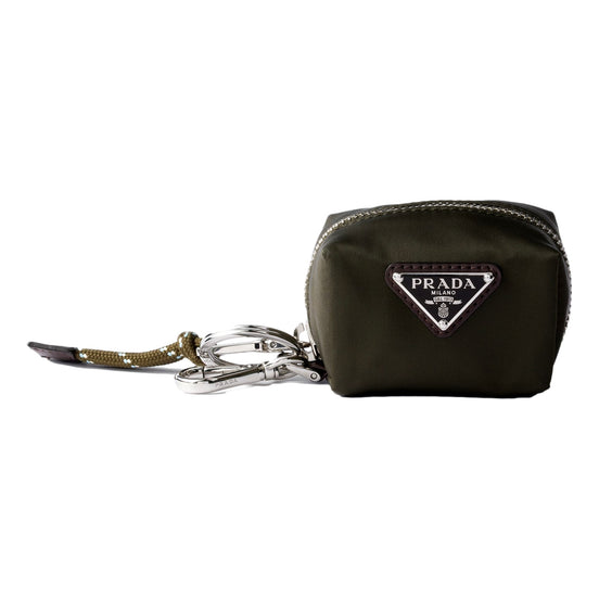 Prada Olive Green Re-Nylon Mini Pouch Trick Bag Charm - available at Queen Bee of Beverly Hills. 