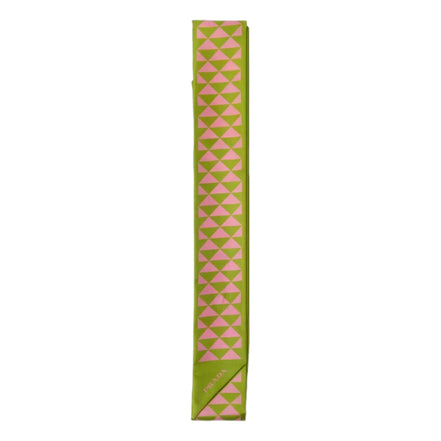 Prada Green and Pink Geometric Print Silk Twilly Scarf