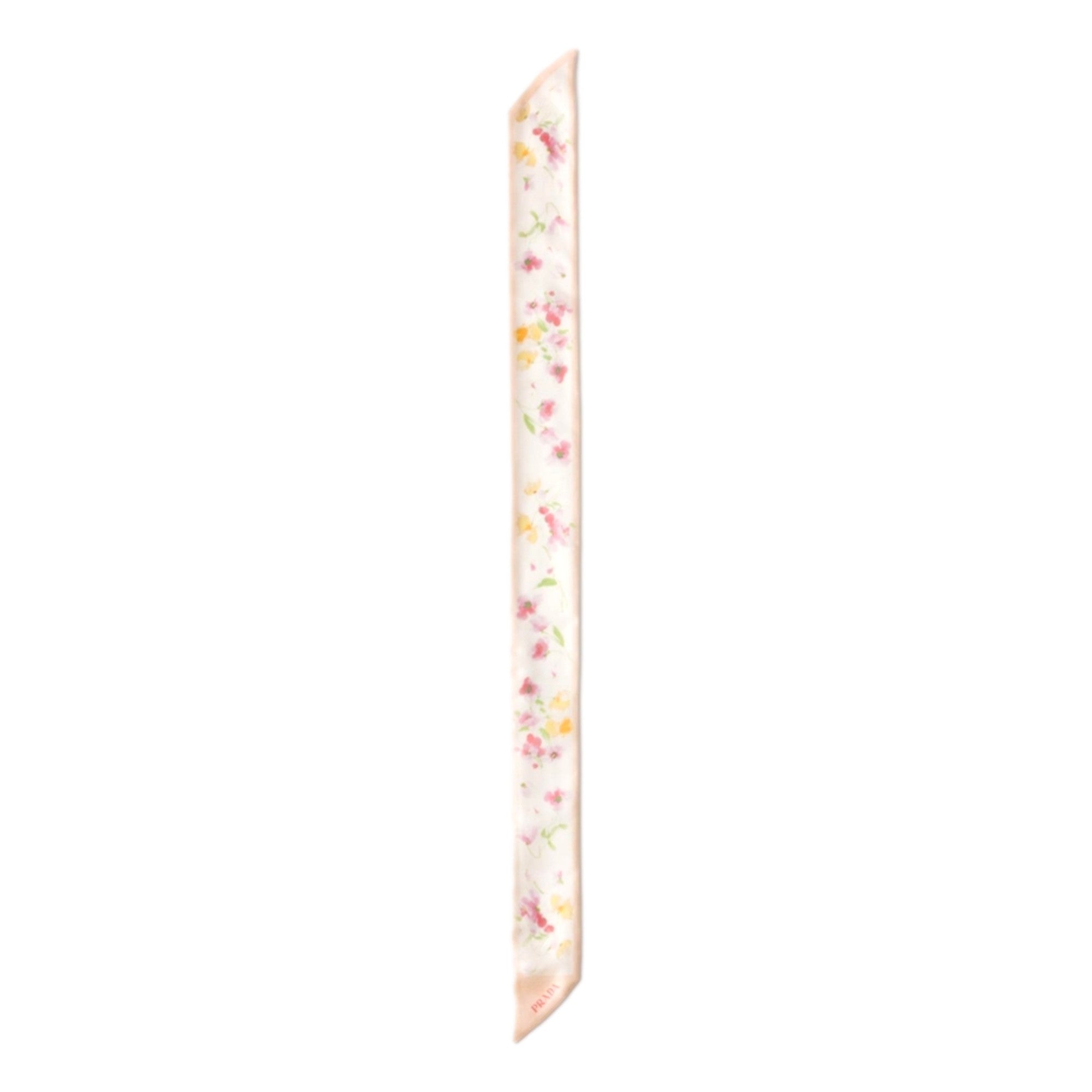 Prada Pink Floral Print Silk Twilly Scarf - available at Queen Bee of Beverly Hills.