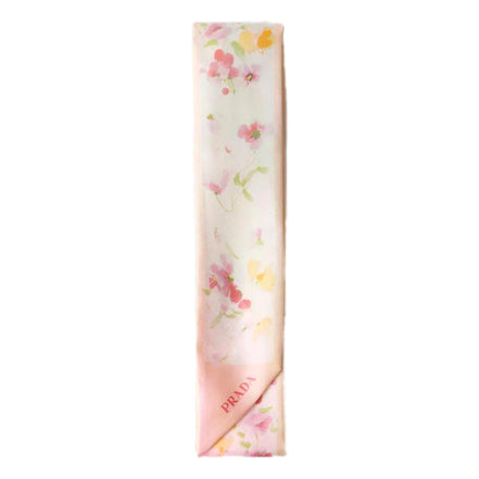 Prada Pink Floral Print Silk Twilly Scarf - available at Queen Bee of Beverly Hills.