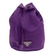 Prada UVA Purple Tessuto Nylon Triangle Logo Drawstring Bucket Bag available at Queen Bee of Beverly Hills