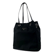 Prada Vintage Tessuto Triangle Logo Drawstring Handbag Totebag Black