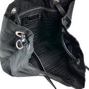 Prada Vintage Tessuto Triangle Logo Drawstring Handbag Totebag Black
