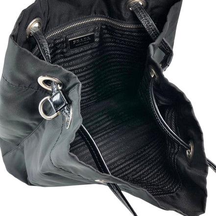 Prada Vintage Tessuto Triangle Logo Drawstring Handbag Totebag Black