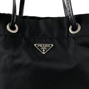 Prada Vintage Tessuto Triangle Logo Drawstring Handbag Totebag Black