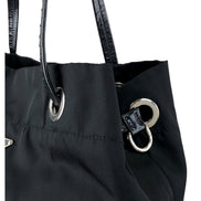 Prada Vintage Tessuto Triangle Logo Drawstring Handbag Totebag Black