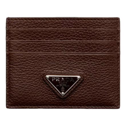 Prada Vitello Daino Bruciato Brown Leather Small Card Holder Wallet sold at Queen Bee of Beverly  Hills