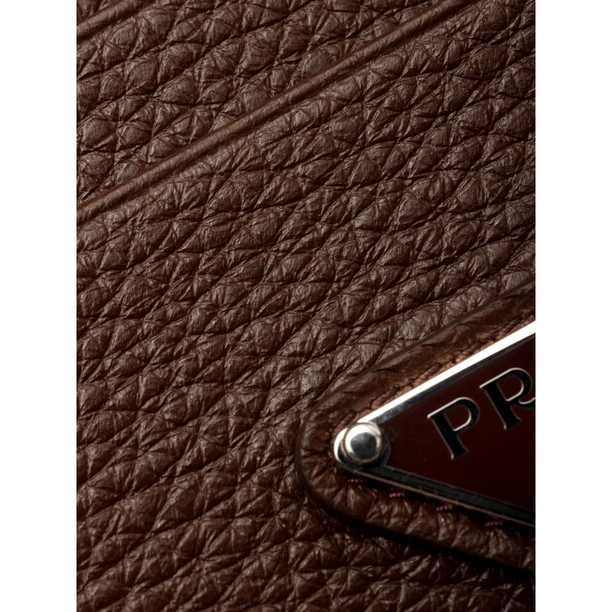 Prada Vitello Daino Bruciato Brown Leather Small Card Holder Wallet sold at Queen Bee of Beverly  Hills