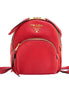 Prada Vitello Daino Convertible Front Pocket Backpack Red Gold Hardware available at Queen Bee of Beverly Hills