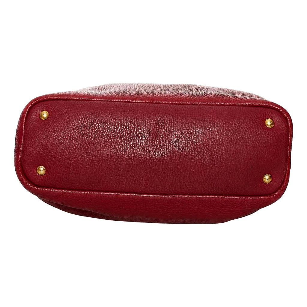 Prada Vitello Daino Red Side Zip Tote Bag at_Queen_Bee_of_Beverly_Hills