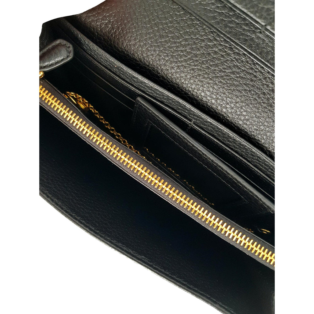 Prada Vitello Grain Black Leather ID Holder Continental Long Wallet at_Queen_Bee_of_Beverly_Hills