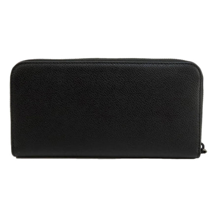 Prada Vitello Grain Long Black and Grey Zip Around Continental Wallet available at Queen Bee of Beverly Hills