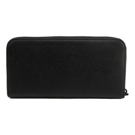 Prada Vitello Grain Long Black and Grey Zip Around Continental Wallet available at Queen Bee of Beverly Hills