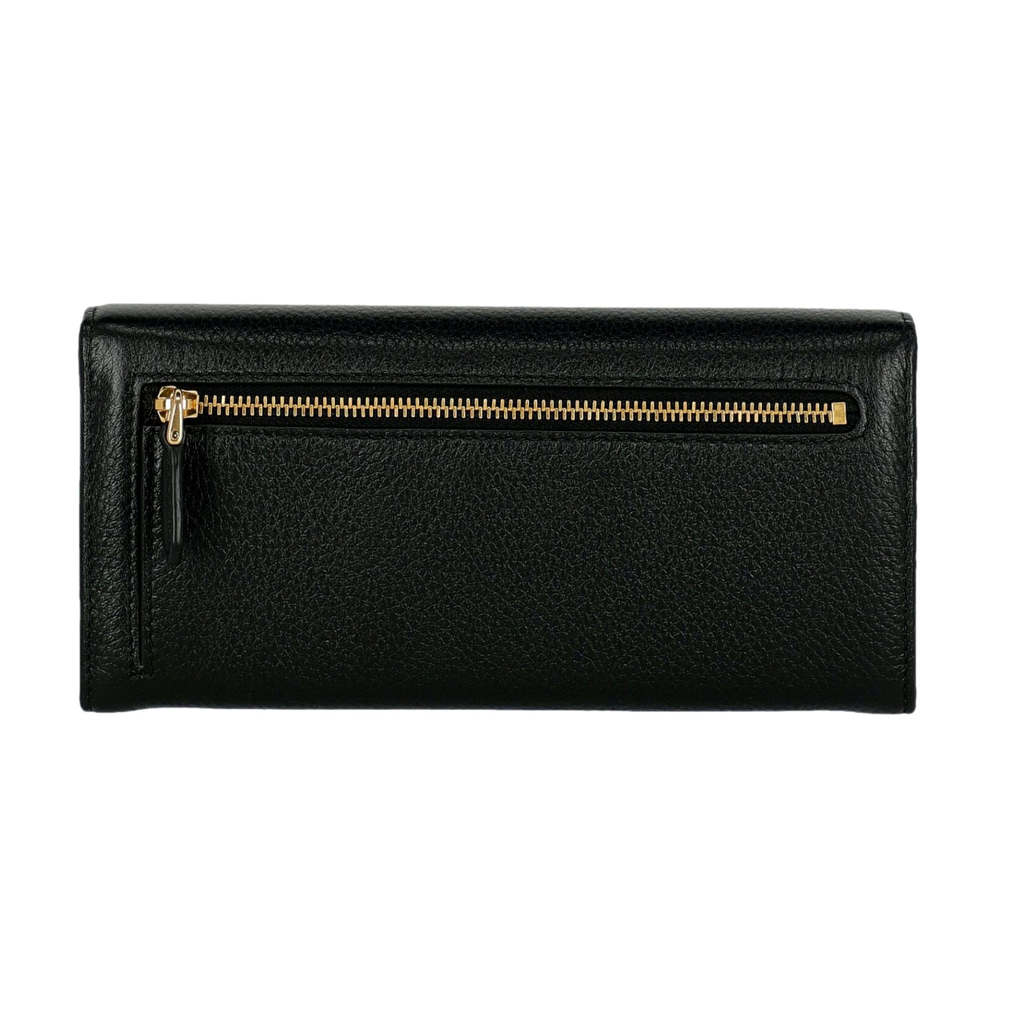 Prada Vitello Grain Nero Black Leather Continental Long Wallet Zipper Pouch available at Queen Bee of Beverly Hills