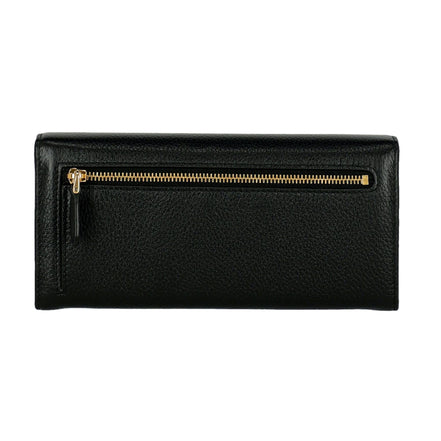 Prada Vitello Grain Nero Black Leather Continental Long Wallet Zipper Pouch available at Queen Bee of Beverly Hills