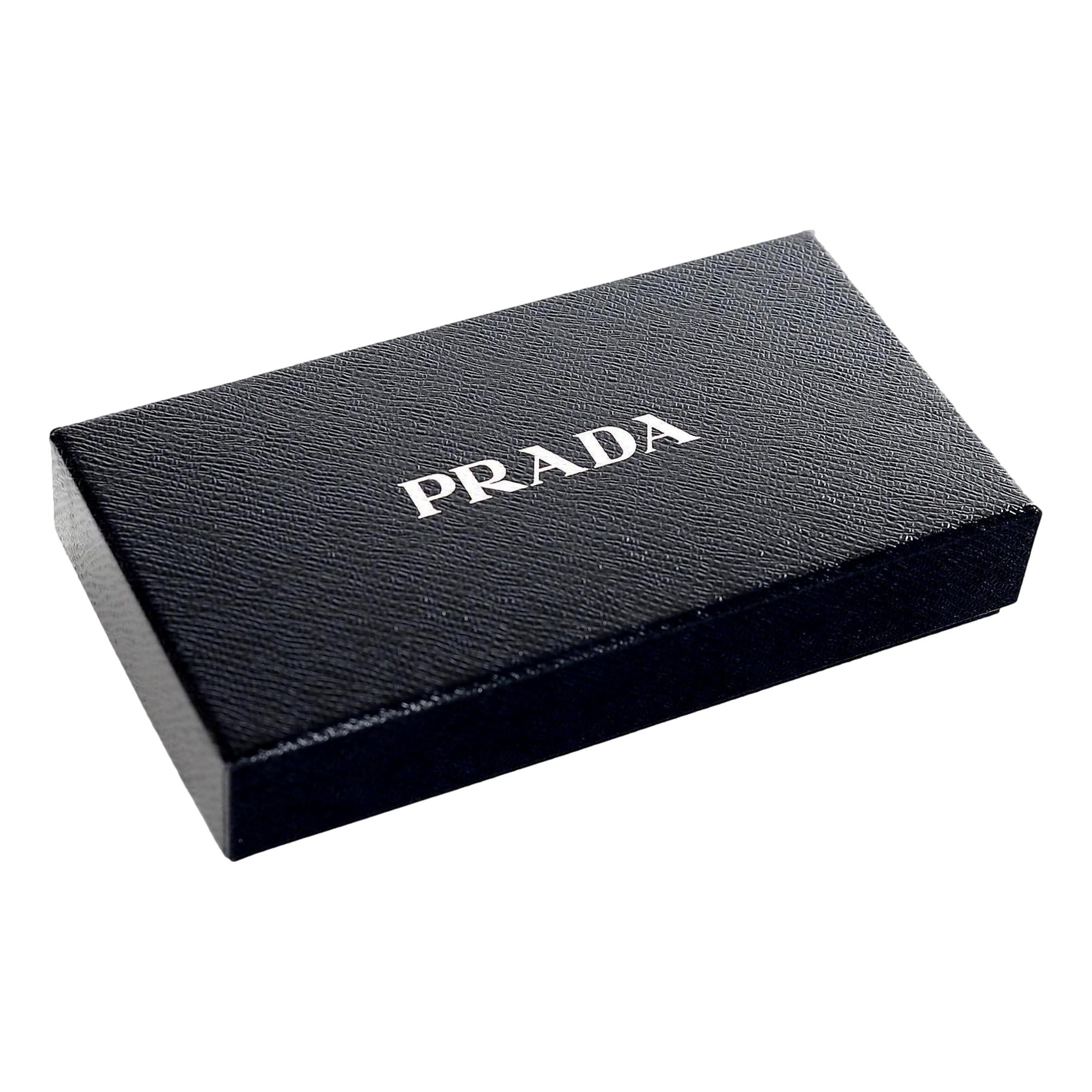 Prada Vitello Grain Nero Black Leather Continental Long Wallet Zipper Pouch available at Queen Bee of Beverly Hills