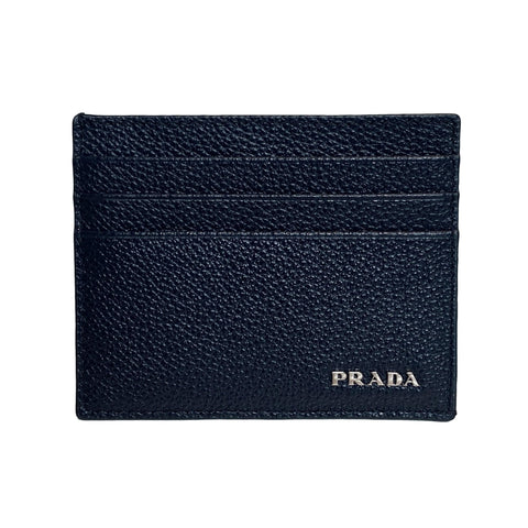 Prada Vitello Micro Grain Leather Baltico Blue Card Holder Wallet at_Queen_Bee_of_Beverly_Hills