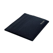 Prada Vitello Micro Grain Leather Baltico Blue Card Holder Wallet available at Queen Bee of Beverly Hills