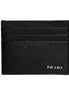 Prada Vitello Micro Grain Leather Black Card Holder Wallet available at Queen Bee of Beverly Hills