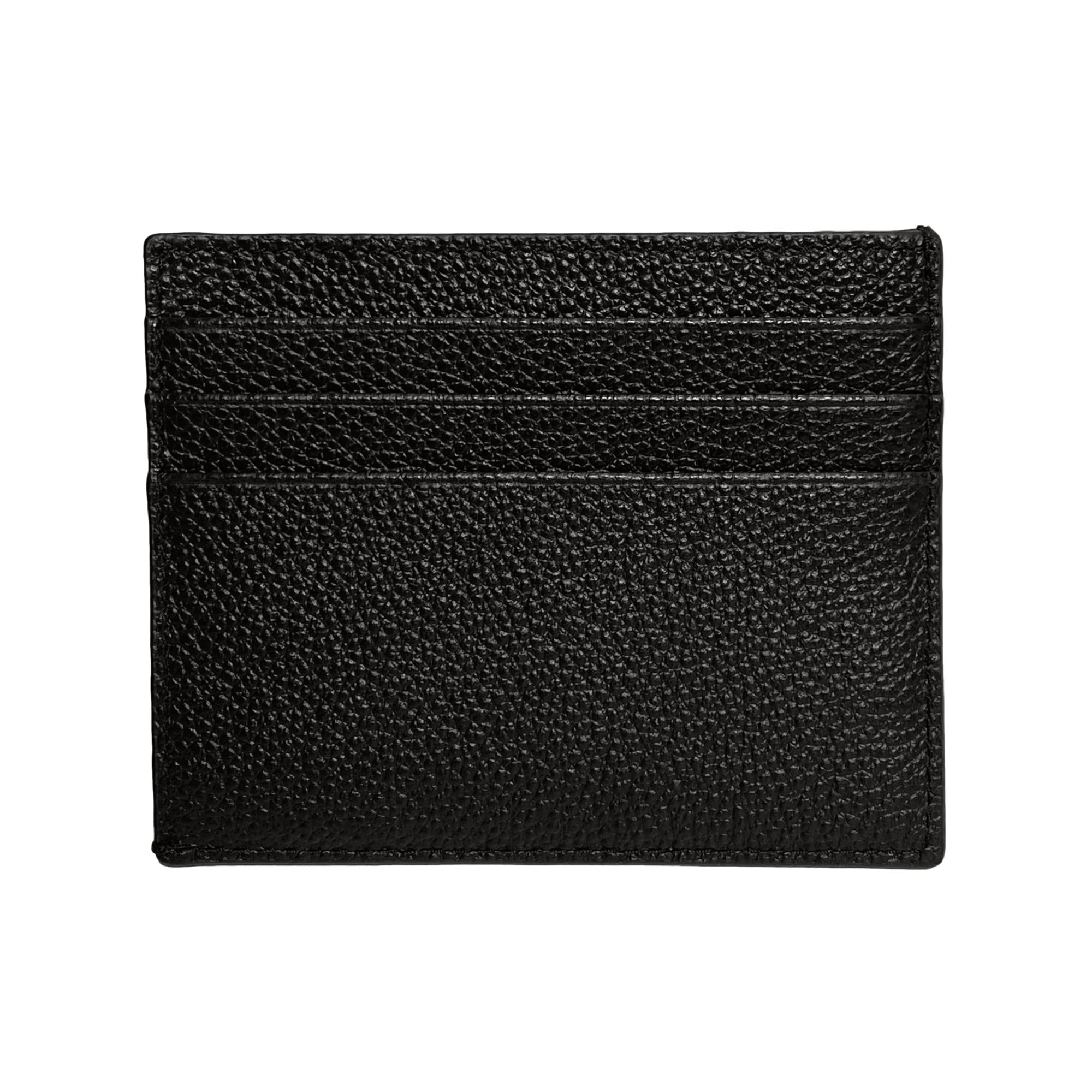 Prada Vitello Micro Grain Leather Black Card Holder Wallet available at Queen Bee of Beverly Hills