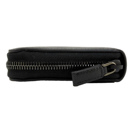 Prada Vitello Micro Grain Long Black Zip Around Continental Wallet Triangle Logo available at Queen Bee of Beverly Hills