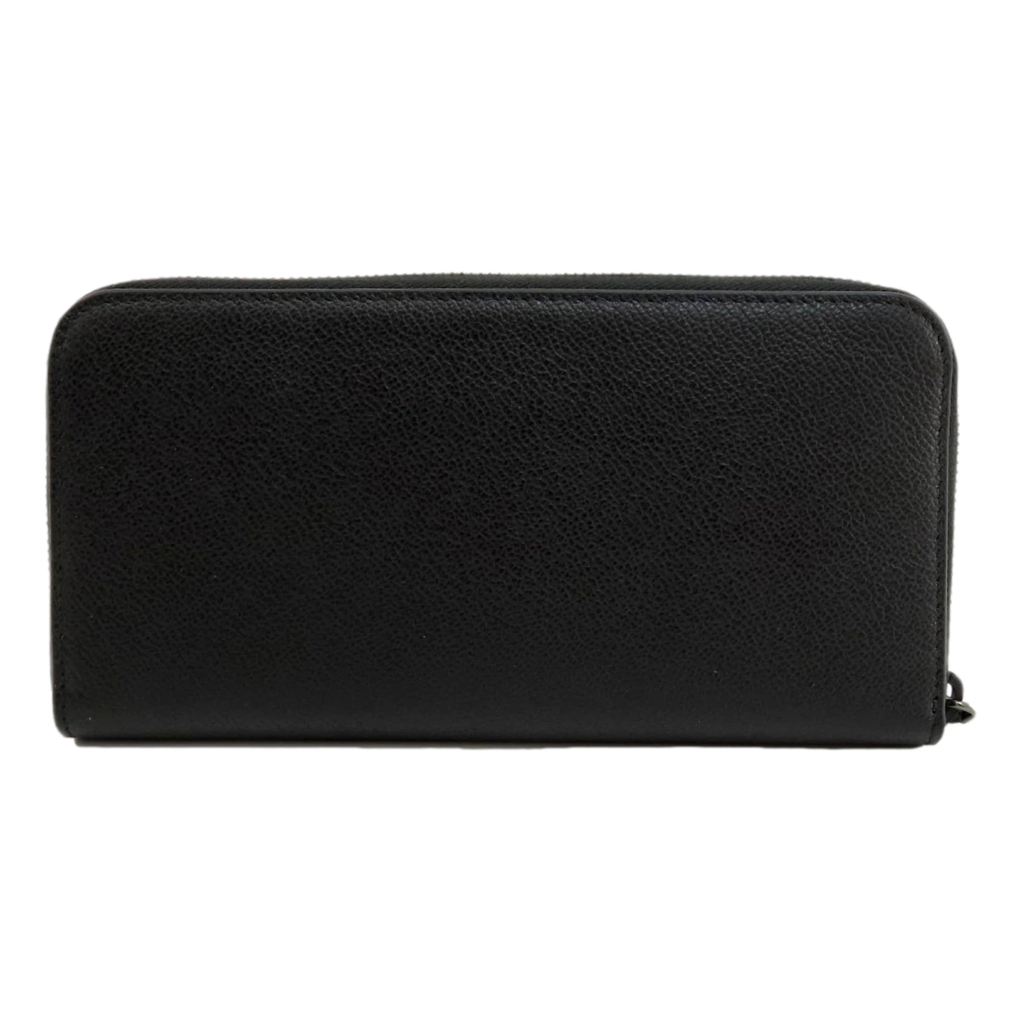 Prada Vitello Micro Grain Long Black Zip Around Continental Wallet Triangle Logo available at Queen Bee of Beverly Hills