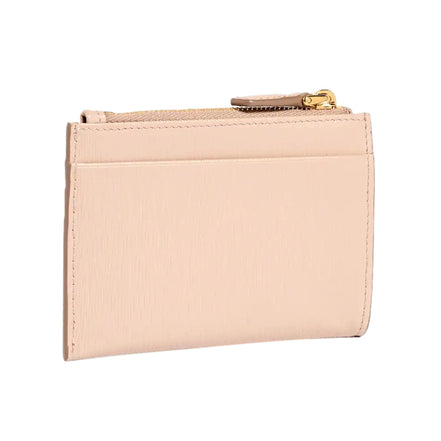 Prada Vitello Move Card Holder Wallet Cipria Beige Leather Logo Plaque available at Queen Bee of Beverly Hills