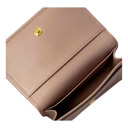 Prada Vitello Move Cipria Beige Leather Mini Cardholder Snap Wallet available at Queen Bee of Beverly Hills