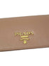 Prada Vitello Move Cipria Beige Leather Mini Cardholder Snap Wallet available at Queen Bee of Beverly Hills