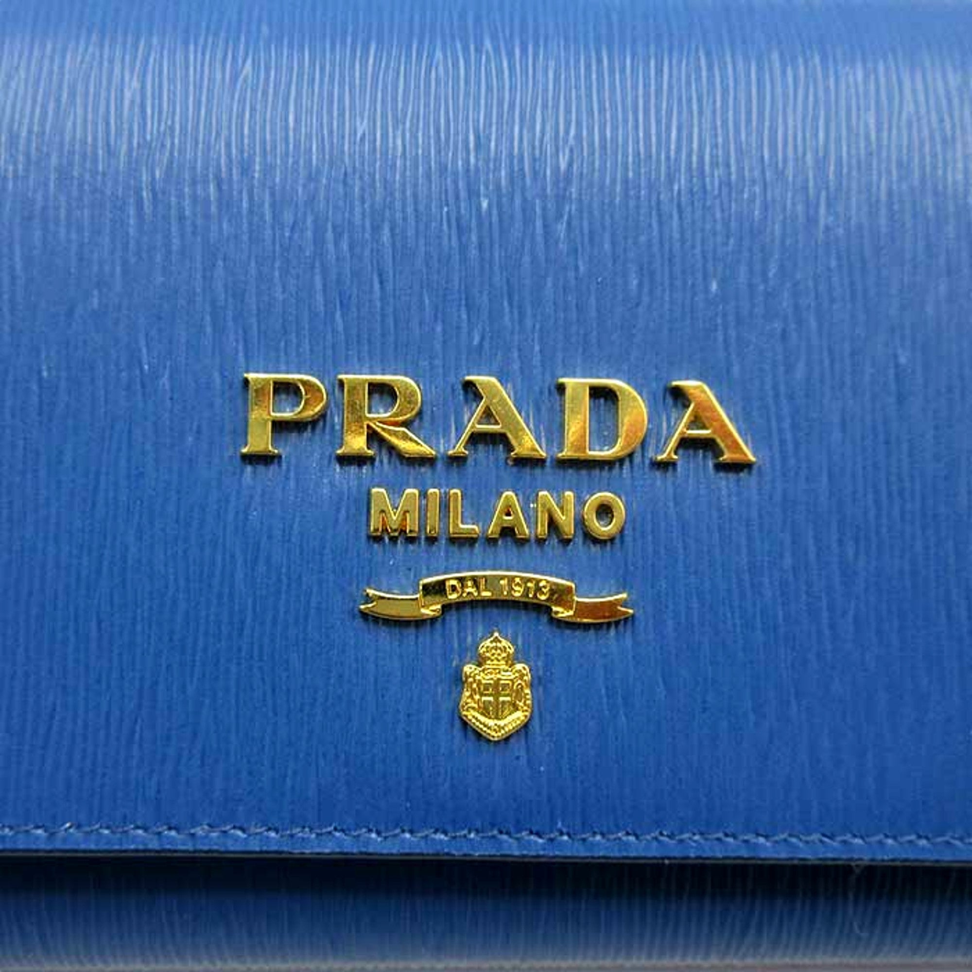 Prada Blue Vitello Move Chain Wallet | Queen Bee of Beverly Hills