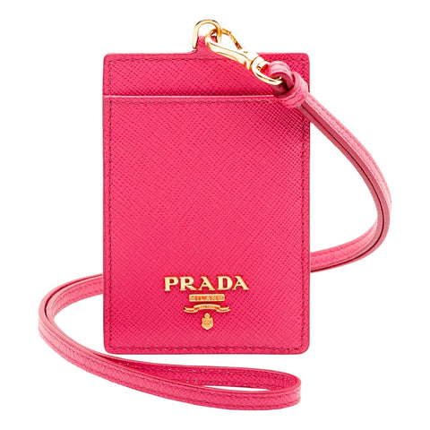 Prada Triangle Plaque Smooth Black Leather Round Mini Pouch Keychain –  Queen Bee of Beverly Hills