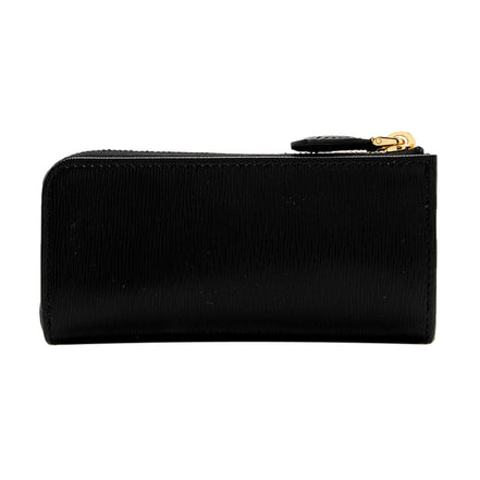 Prada Vitello Move Key Case Holder Wallet Zip Pouch Black Calf Leather available at Queen Bee of Beverly Hills