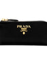 Prada Vitello Move Key Case Holder Wallet Zip Pouch Black Calf Leather available at Queen Bee of Beverly Hills