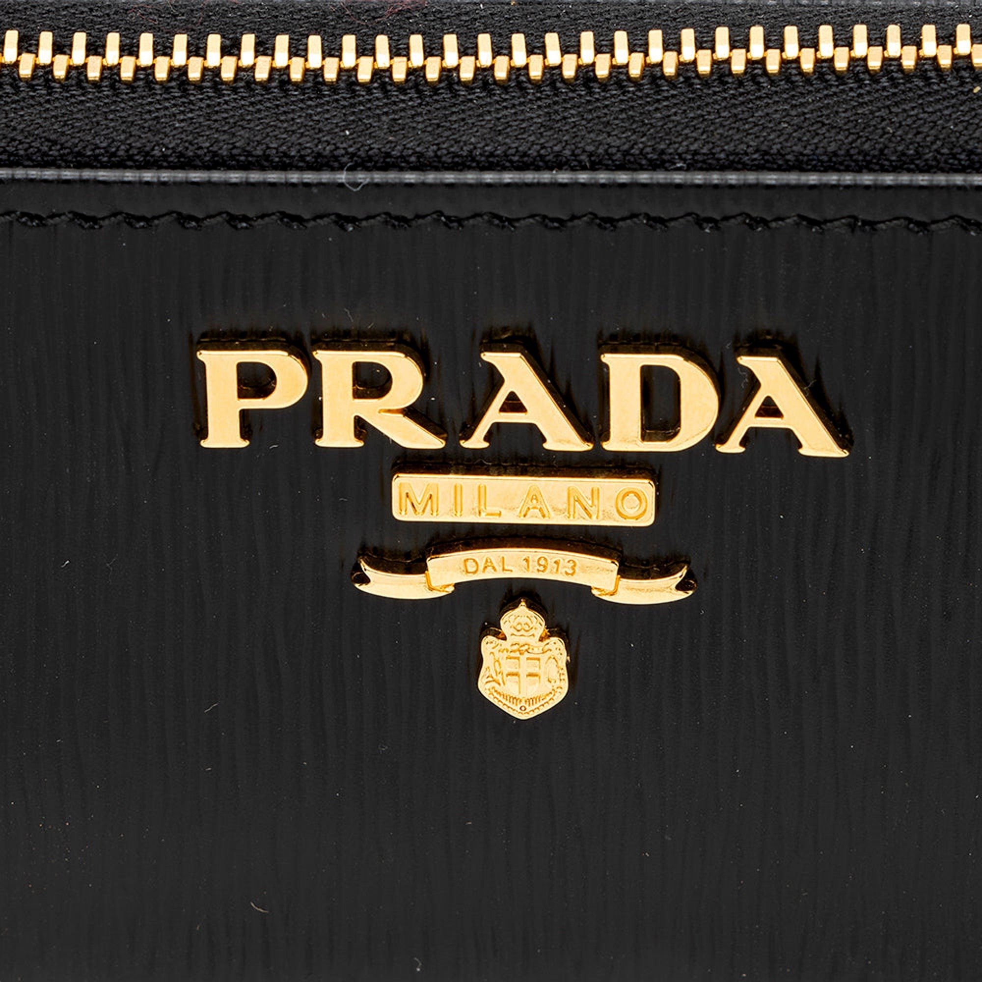Prada Vitello Move Key Case Holder Wallet Zip Pouch Black Calf Leather available at Queen Bee of Beverly Hills