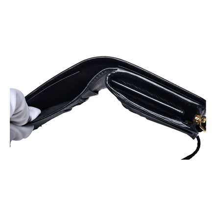 Prada Vitello Move Nero Black Leather Small Wallet with Zipper Gold Triangle Logo available at Queen Bee of Beverly Hills