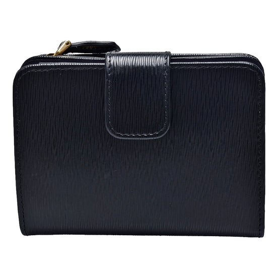 Prada Vitello Move Nero Black Leather Small Wallet with Zipper Gold Triangle Logo available at Queen Bee of Beverly Hills