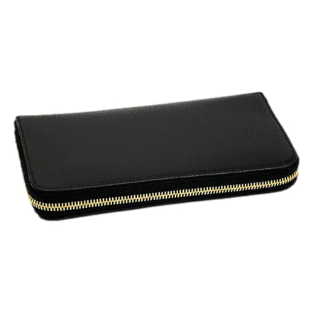Prada Vitello Move Nero Black Leather Zip Around Long Wallet Gold Triangle Logo available at Queen Bee of Beverly Hills