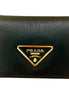 Prada Vitello Move Nero Black Triangle Logo Leather Bifold Snap Wallet available at Queen Bee of Beverly Hills
