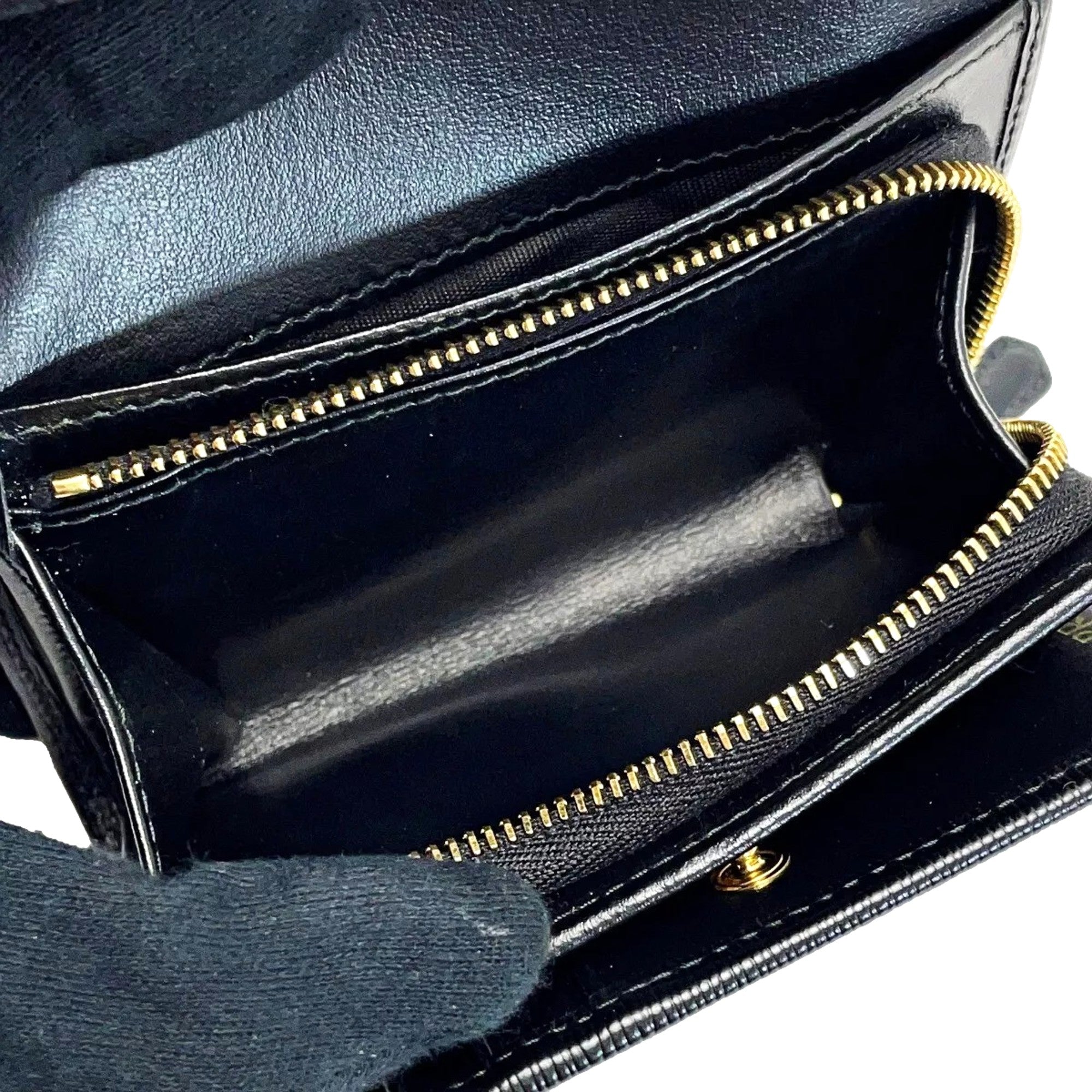 Prada Vitello Move Nero Black Trifold Coin Zipper Snap Card Holder Wallet available at Queen Bee of Beverly Hills