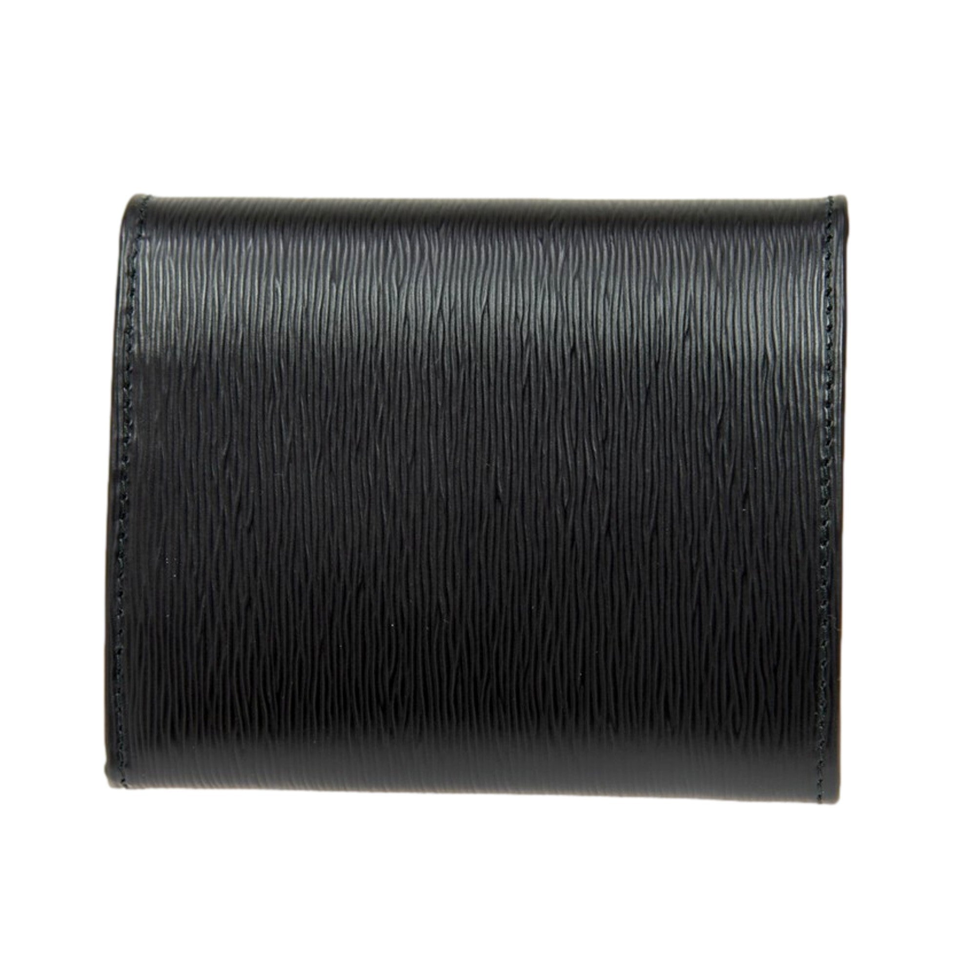 Prada Vitello Move Trifold Compact Wallet Black Leather Triangle Plaque available at Queen Bee of Beverly Hills