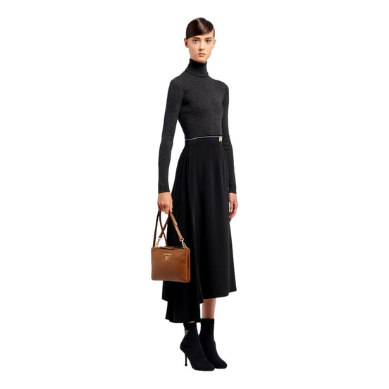 Prada Vitello Phenix Cannella Brown Leather Crossbody Bag available at Queen Bee of Beverly Hills