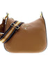 Prada Vitello Phenix Caramel Brown Leather Web Stripe Crossbody Bag available at Queen Bee of Beverly Hills